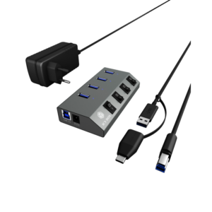 IcyBox IB-HUB1405 4-portni USB-A hub s stikali