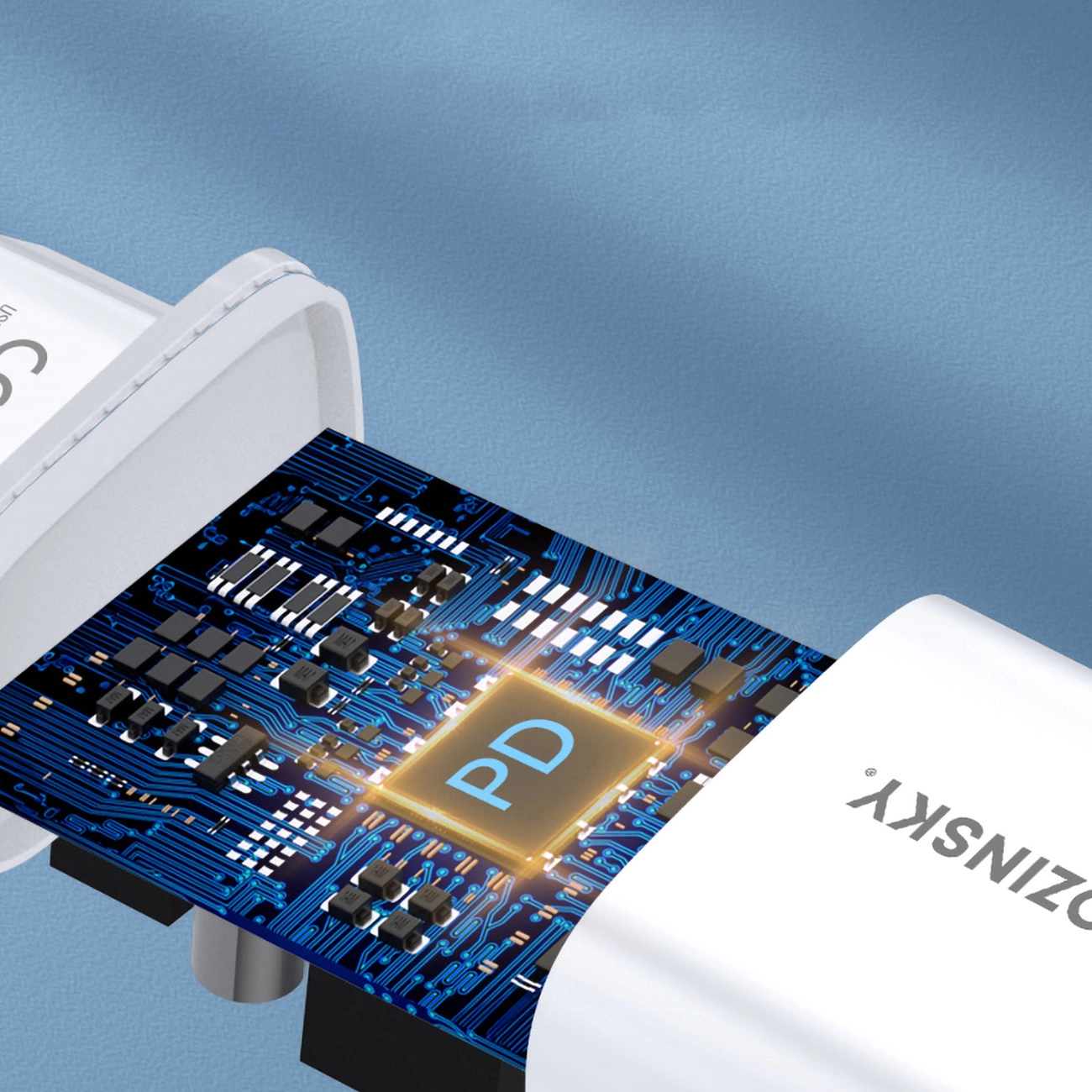 Elektronika v stenskem polnilniku Wozinsky WGWCCW s priključkom USB-C z močjo do 20 W