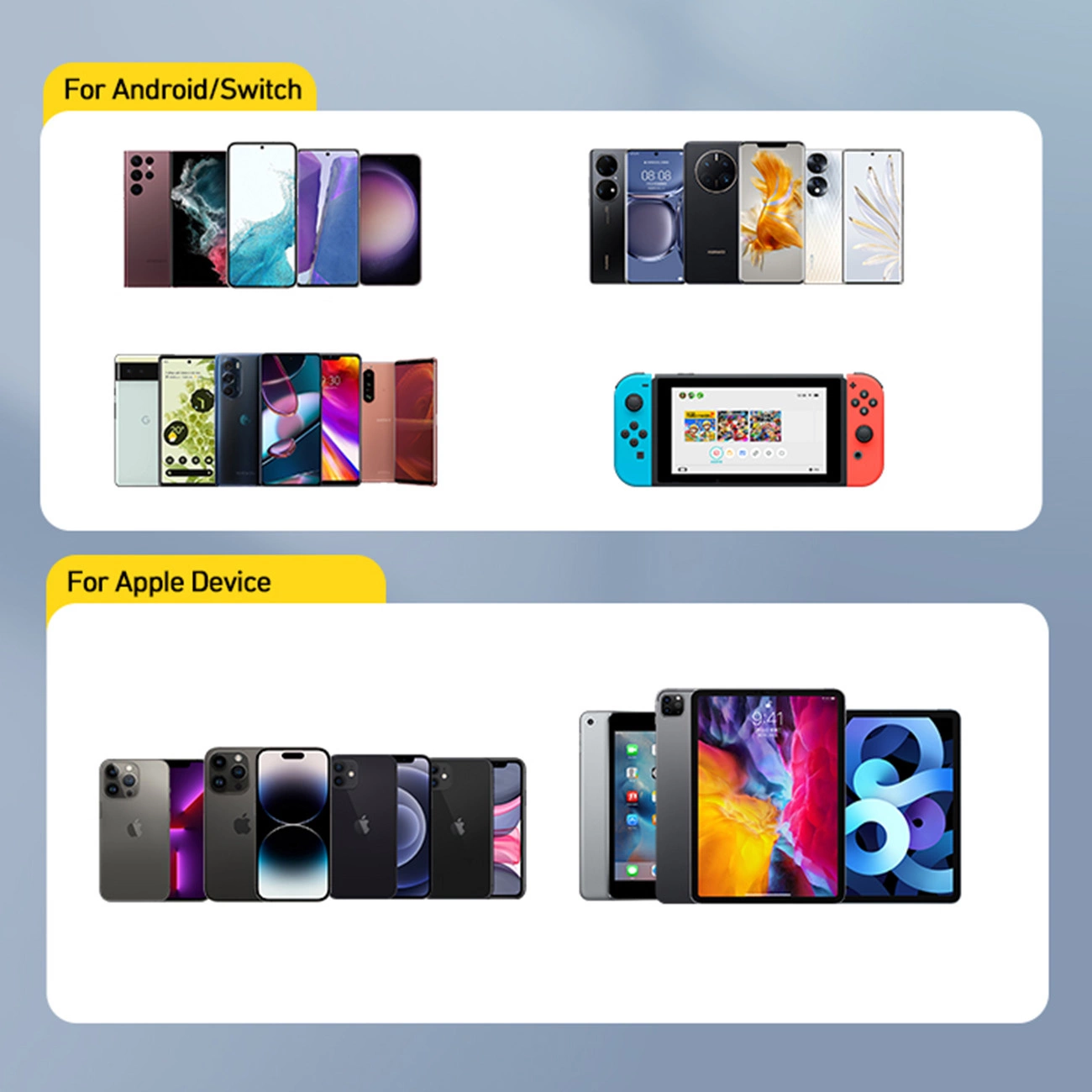 Široka paleta naprav, združljivih s stenskim polnilnikom Wozinsky WGWCCW s priključkom USB-C z močjo do 20 W