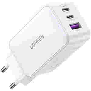 Hišni polnilec 100-240V => 1x USB-A (ž) 2x USB-C 65W GaN CD 3.0 Nexode Ugreen CD244 bel (15334)