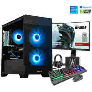 Gaming komplet Računalnik MEGA S7X Intel i5-14400F/RTX5050/16GB/1TB/750W/Win11Home/črna RGB + Estetski napajalni kabli ( Svetlo modra / črna )