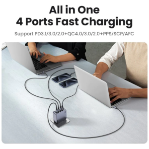 Ugreen Nexode Pro 160W 4-Portni GaN USB polnilec s priloženim 1