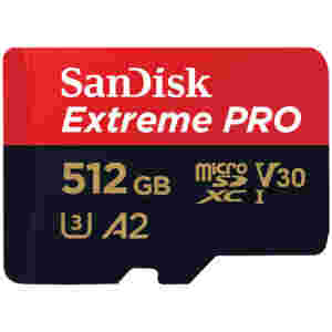 Spominska kartica microSDXC 512GB Sandisk Extreme Pro 200MB/s/140MB/s U3 V30 UHS-I A2 +adapter (SDSQXCD-512G-GN6MA)