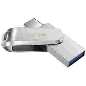 Spominski ključek 64GB USB-C/USB-A Sandisk Ultra Dual 150MB/s 50MB/s kovinski duo srebrn OnToGo kompatibilen (SDDDC4-064G-G46)