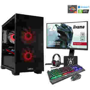 Gaming komplet Računalnik MEGA S7X R5-5500/RTX5050/16GB/1TB/750W/Win11Home/črna RGB + Estetski napajalni kabli (Rdeča / črna )