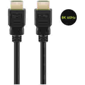 Kabel HDMI(m)=>HDMI(m) v2.1 0,50m 8K/60Hz 4K/120Hz pozlačeni kontakti z ethernet povezavo črn Goobay (41081)