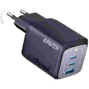 Hišni polnilec 100-240V => 1x USB-A (ž) 2x USB-C 67W za mobilni telefon ali tablični računalnik Anker Prime GaN črn (A2669313)