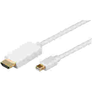 Kabel DisplayPortmini(m)=>HDMI(m) v1.2 2,00m 4K@30Hz pozlačeni konektorji bel Goobay (52861)