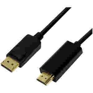 Kabel DisplayPort(m)=>HDMI(m) 3,00m 4K/30Hz pozlačeni kontaki črn LogiLink (CV0128)