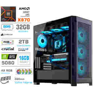 Računalnik MEGA TWR S11 R7-7800X3D/RTX5080/32GB-DDR5/2TB/1050W/Brez OS/črna RGB + Estetski napajalni kabli [Svetlo modra / Črna]