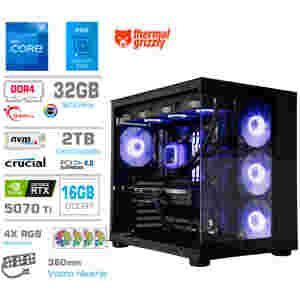 Računalnik MEGA MT S5 i7-12700KF/RTX5070Ti/32GB/2TB/750W/Brez OS/črna RGB + Estetski napajalni kabli [Vijolična / Črna)