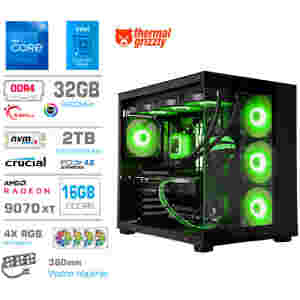 Računalnik MEGA MT S5 i7-12700KF/RX9070 XT/32GB/2TB/750W/Brez OS/črna RGB + Estetski napajalni kabli [Zelena / Črna]