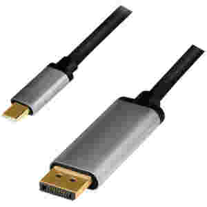 Kabel USB-C => DisplayPort 1,80m 4K@60Hz alu črno siv LogiLink (CUA0100) EOLS-P