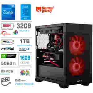 Računalnik MEGA MT S7X i7-12700KF/RTX5060Ti-16GB/32GB/1TB/750W/Brez OS/črna RGB + Estetski napajalni kabli [Rdeča / Črna]