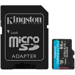 Spominska kartica SDXC 64GB Kingston GO 200MB/s/100MB/s U3 V30 UHS-I A2 +adapter (SDCG4/64GB)