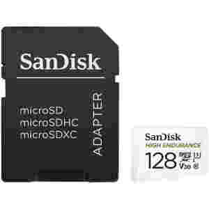 Spominska kartica microSDXC 128GB Sandisk High Endurance 100MB/s/40MB/s U3 V30 UHS-I A1 +adapter (SDSQQNR-128G-GN6IA)