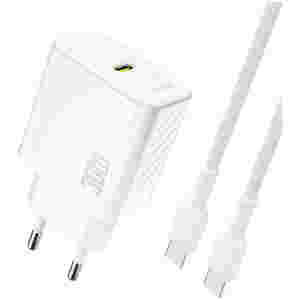 Hišni polnilec 100-240V => 1x USB-C 30W GaN PD s priloženim kablom USB-C bel Dudao (A27PCEU-White)