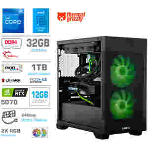 Računalnik MEGA MT S7X i7-12700K/RTX5070/32GB/1TB-4.0/750W/Brez OS/črna RGB + Estetski napajalni kabli [Zelena / Črna)