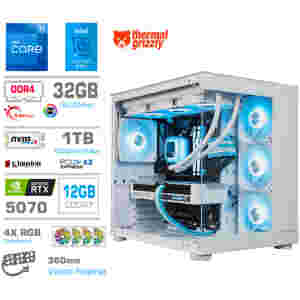 Računalnik MEGA MT S5 i7-12700KF/RTX5070/32GB/1TB/750W/Brez OS/bela RGB + Estetski napajalni kabli [Svetlo modra / Bela]