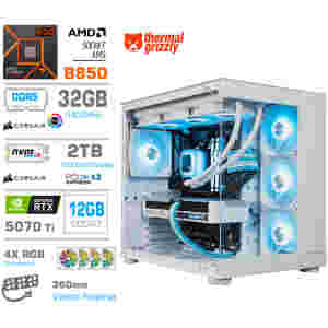 Računalnik MEGA MT S5 R7-9800X3D/RTX5070Ti/32GB-DDR5/2TB/750W/Brez OS/bela RGB + Estetski napajalni kabli [Modra / Bela]