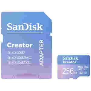 Spominska kartica microSDXC 256GB Sandisk Creator 190MB/s/130MB/s U3 V30 UHS-I A2 +adapter (SDSQXAV-256G-GN6MS)