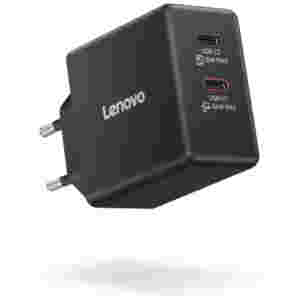 Hišni polnilec 100-240V => 2x USB-C 65W Lenovo Dual GaN + priložen USB-C kabel