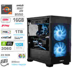 Računalnik MEGA MT S7X R7-5700X/RTX3060/16GB/1TB/750W/Brez OS/rumena črna RGB + Estetski napajalni kabli [Modra / Črna]