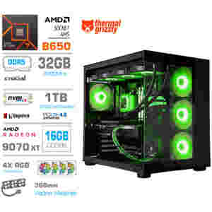 Računalnik MEGA MT S5 R7-7800X3D/RX9070 XT/32GB-DDR5/1TB/750W/Brez OS/črna RGB + Estetski napajalni kabli [Zelena / Črna]