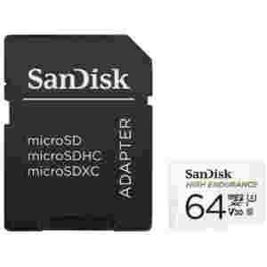 Spominska kartica microSDXC 64GB Sandisk High Endurance 100MB/s/40MB/s U3 V30 UHS-I +adapter (SDSQQNR-064G-GN6IA)