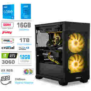 Računalnik MEGA MT S7X i5-14400F/RTX3060/16GB/1TB/750W/Brez OS/črna RGB + Estetski napajalni kabli [Rumena / Črna]