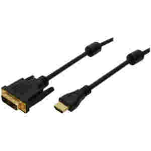 Kabel HDMI(m)=>DVI Digital(18+1)(m) 2,00m pozlačeni kontakti feritno jedro črn LogiLink (CH0004)