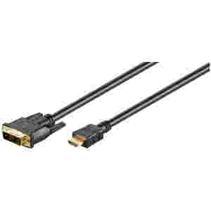 Kabel HDMI(m) => DVI-D(m) 2,00m pozlačen črn Goobay (51580)