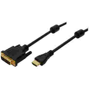 Kabel HDMI(m)=>DVI Digital(18+1)(m) 3,00m pozlačeni kontakti in feritno jedro črn LogiLink (CH0013)