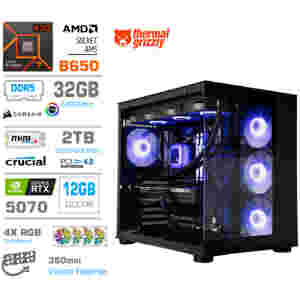 Računalnik MEGA MT S5 R7-7800X3D/RTX5070/32GB-DDR5/2TB/750W/Brez OS/črna RGB + Estetski napajalni kabli [Vijolična / Črna]