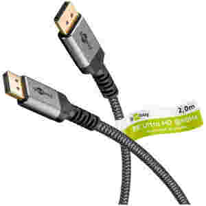 Kabel DisplayPort(m)=>DisplayPort(m) v1.4 2,00m 8K/60Hz pozlačeni konektorji črn Goobay (65265)
