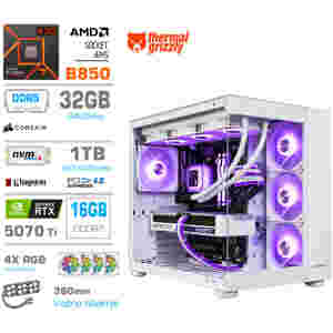 Računalnik MEGA MT S5 R7-7800X3D/RTX5070Ti/32GB-DDR5/1TB/750W/Brez OS/bela RGB + Estetski napajalni kabli [Vijolična / Bela]