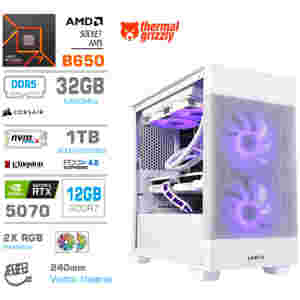 Računalnik MEGA MT S7X R7-7700X/RTX5070/32GB-DDR5/1TB/750W/Brez OS/bela RGB + Estetski napajalni kabli [Vijolična / Bela]