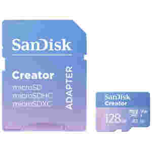 Spominska kartica microSDXC 128GB Sandisk Creator 190MB/s/90MB/s U3 V30 UHS-I A2 +adapter (SDSQXAA-128G-GN6MS)