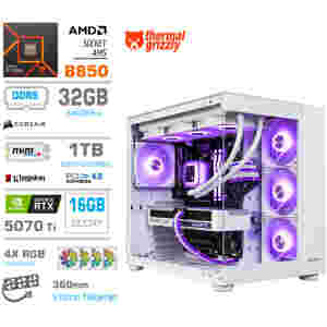 Računalnik MEGA MT S5 R7-9700X/RTX5070Ti/32GB-DDR5/1TB/-/750W/Brez OS/bela RGB + Estetski napajalni kabli [Vijolična / Bela]