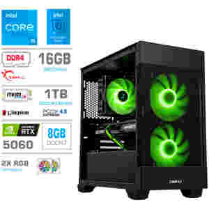 Računalnik MEGA MT S7X i5-12400F/RTX5060/16GB/1TB/750W/Brez OS/črna RGB + Estetski napajalni kabli [Zelena / Črna]