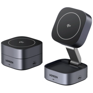 Ugreen 2-in-1 magnetni brezžični polnilnik Qi2 15W